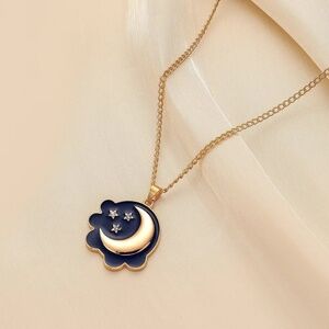 **IAI* Gold x Navy Blue Moon x Star Fashion Necklace